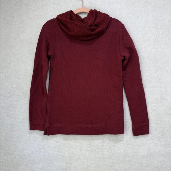 J Crew Sweater Womens XS Red Maroon Wool Blend Cowl Neck Pullover Pockets Cozy - Picture 6 of 11